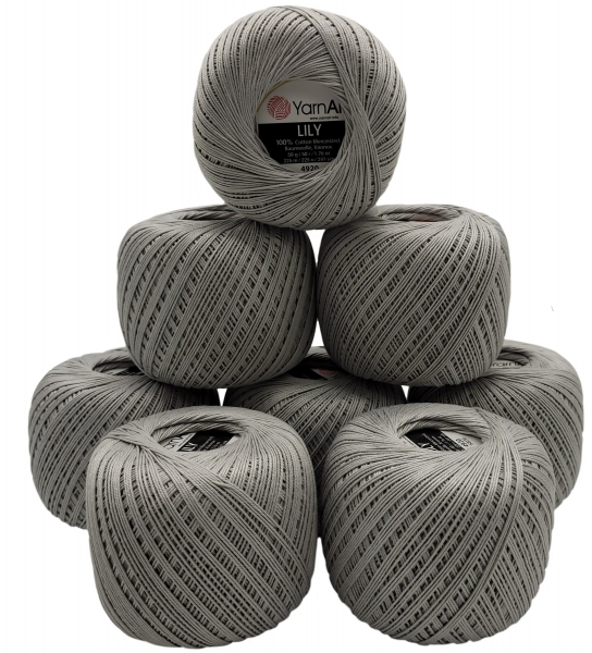 400g YarnArt Lily Garn 100% merzerisierte Baumwolle, 8 x 50g Häkelgarn einfarbig